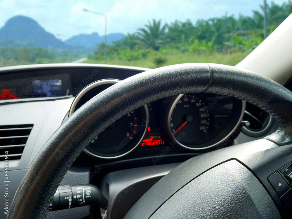 Steering wheel in a car