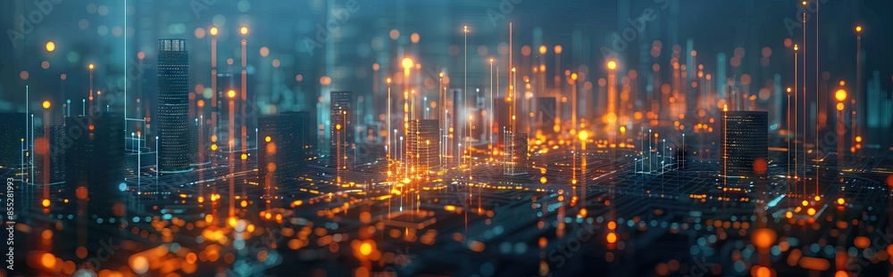 Fototapeta premium Abstract Digital Background Science Technology Networks Big Data Link 3D . AI generated illustration