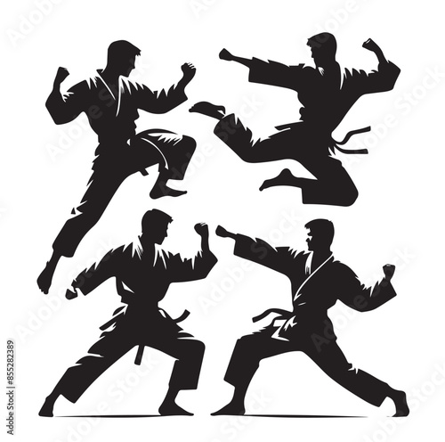 Set of Martial Arts Silhouette Vector Design