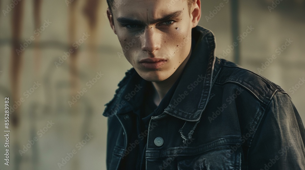 a man with a black jacket with a serious look on his face a man with a black jacket with a serious look on his face