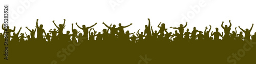 Crowd of people silhouette, cheerful fans people. Big event, concert or sport. Vector illustration