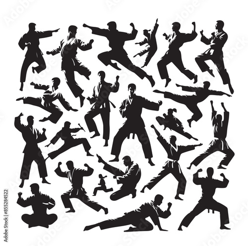 Set of Martial Arts Silhouette Vector Design