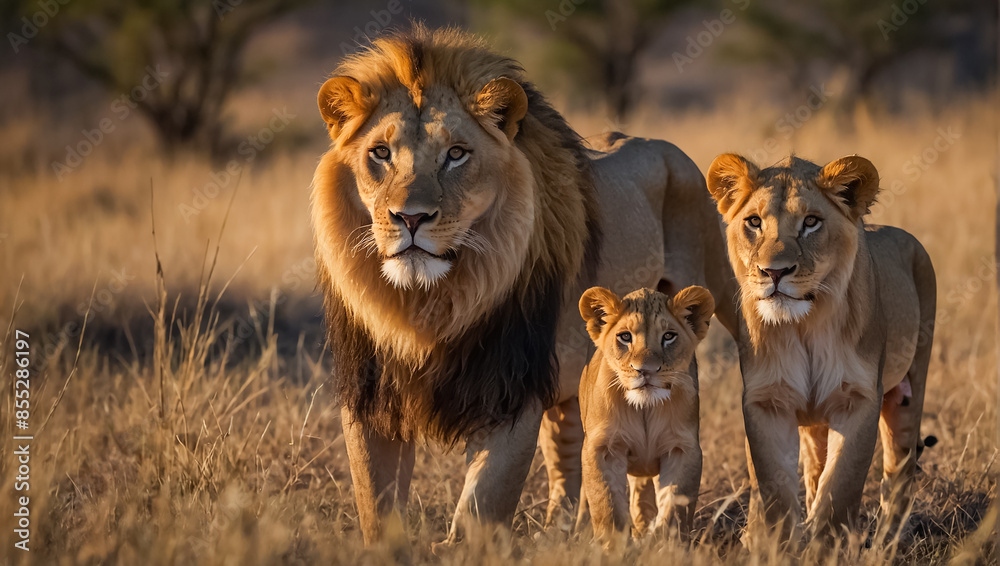Beautiful lion in Africa in summer Beautiful lion in Africa in summer