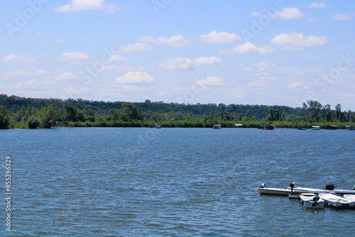 Beautiful Sunny Day at Danube River in Tikvara, a touristic location at Backa Palanka, Serbia photo