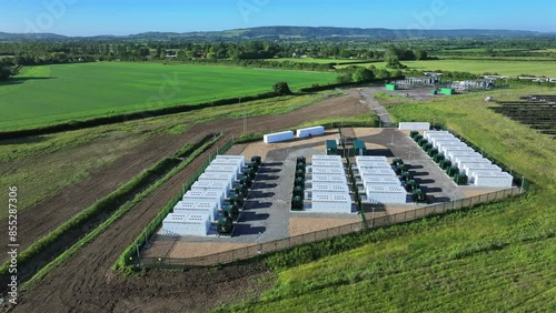 Lithium Battery Mega Packs for Power Grid Stability Aerial View