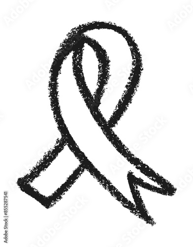 Breast Cancer Awareness Ribbon Icon Crayon Chalk Drawing