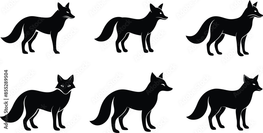Fototapeta premium set of Fox silhouettes