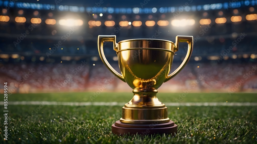 Trophy, football field background. Trophy, football field background.