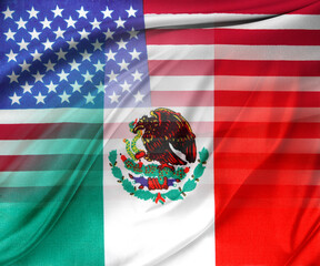 American and Mexican flags together
