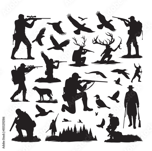 Collection of Hunter forest animal silhouette