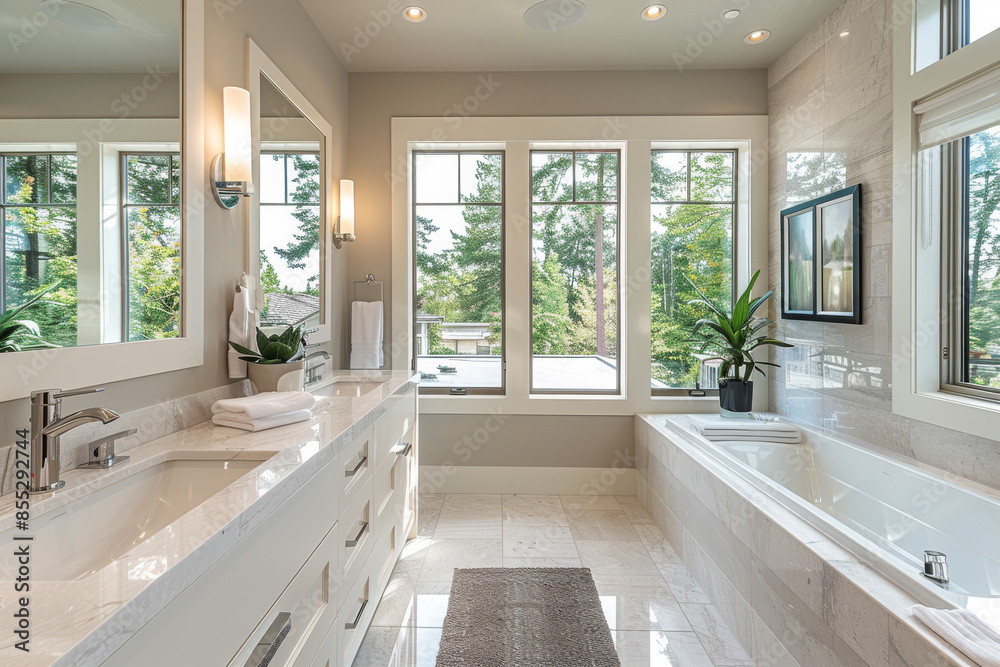Modern White Bathroom with Double Sink Modern White Bathroom with Double Sink