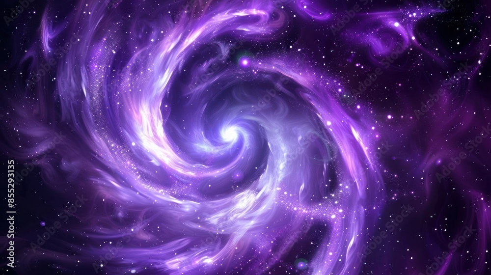 Transparent vector nebula background with galaxy stars Abstract cosmic light in spiral Milky Way with realistic Andromeda glow black hole and glittering purple twist illusion