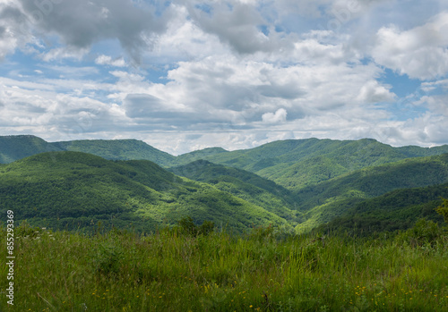 landscape with mountains and blue sky