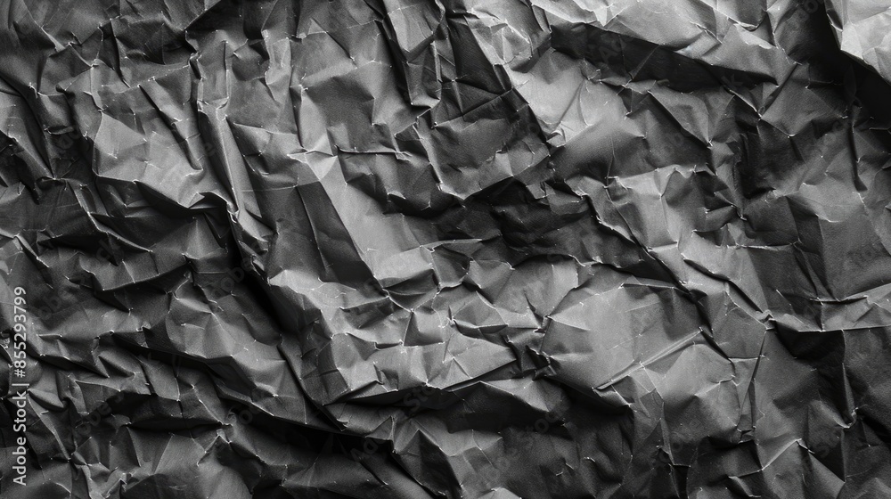 Crumpled grey graphite paper background with copy space and wavy wrinkles Crumpled grey graphite paper background with copy space and wavy wrinkles