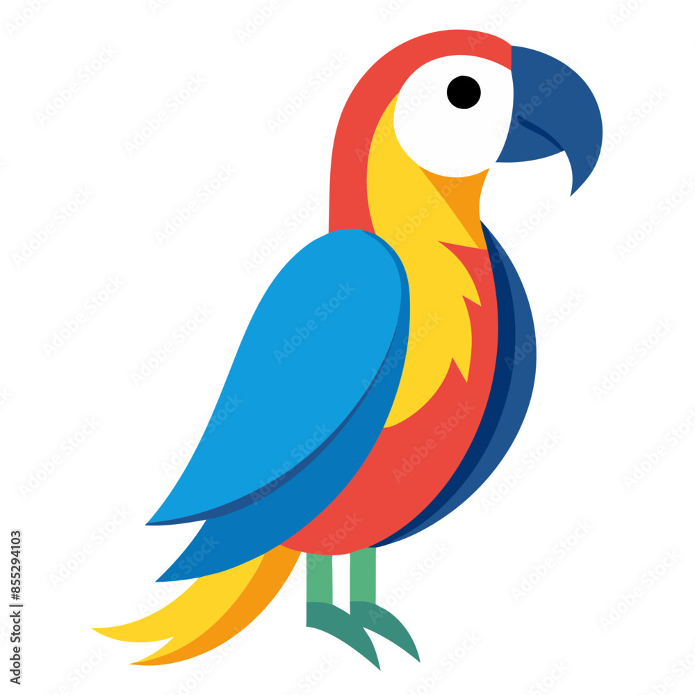 Fototapeta premium vibrant illustration of a macaw, featuring its bright blue and red feathers