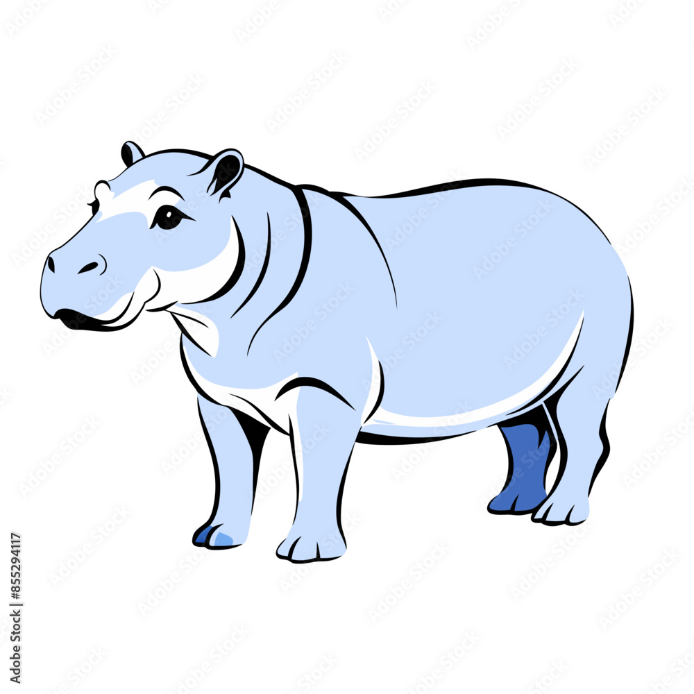Fototapeta premium Charming Pygmy Hippo Illustration - simplistic yet captivating style, perfect for various design uses.