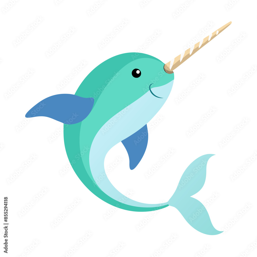 playful vector illustration of a narwhal swimming, featuring its iconic tusk. playful vector illustration of a narwhal swimming, featuring its iconic tusk.