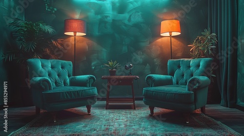 A Living Room With Two Chairs and a Table