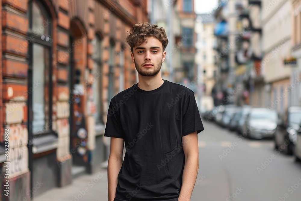 Young Model Shirt Mockup, Boy wearing black t-shirt on street in daylight, Shirt Mockup Template on hipster adult for design print, Male guy wearing casual t-shirt mockup placement, Young Model Shirt Mockup, Boy wearing black t-shirt on street in daylight, Shirt Mockup Template on hipster adult for design print, Male guy wearing casual t-shirt mockup placement,