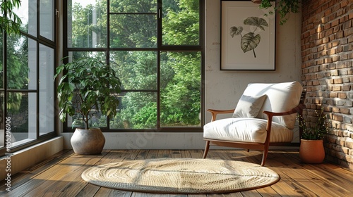 A Chair and Rug in a Living Room