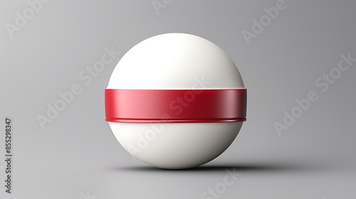 3D rendering of a white sphere with a red ring on a grey background. The sphere is smooth and shiny, and the red ring is glossy. Free Download 3D rendering of a white sphere with a red ring on a grey background. The sphere is smooth and shiny, and the red ring is glossy. - GFXLoad