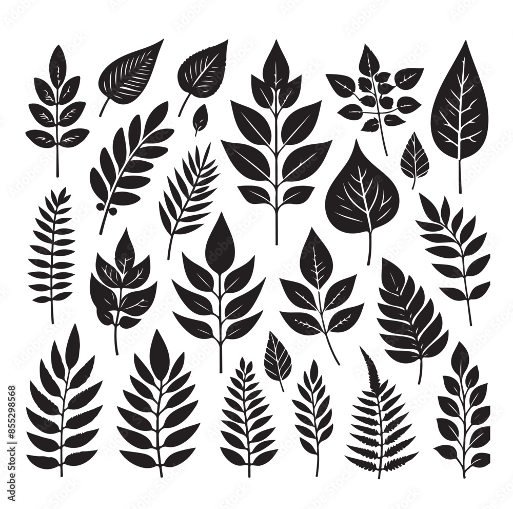 Leaf collection - vector silhouette Leaf collection - vector silhouette