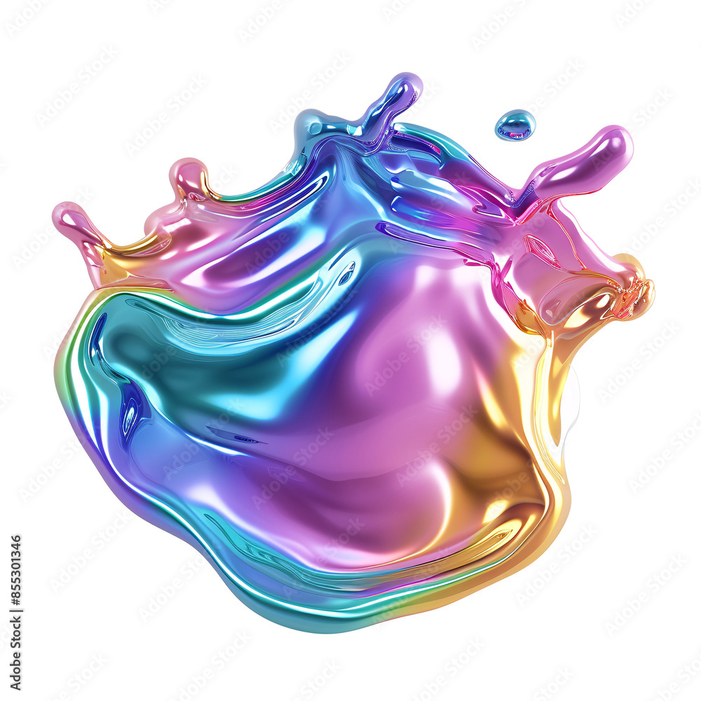 Naklejka premium holographic iridescent colorful metallic liquid
