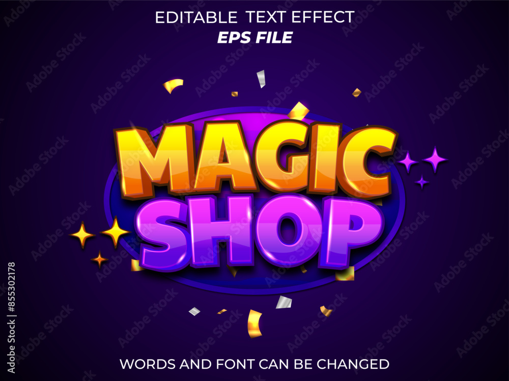Obraz premium magic shop text effect, font editable, typography, 3d text. vector template