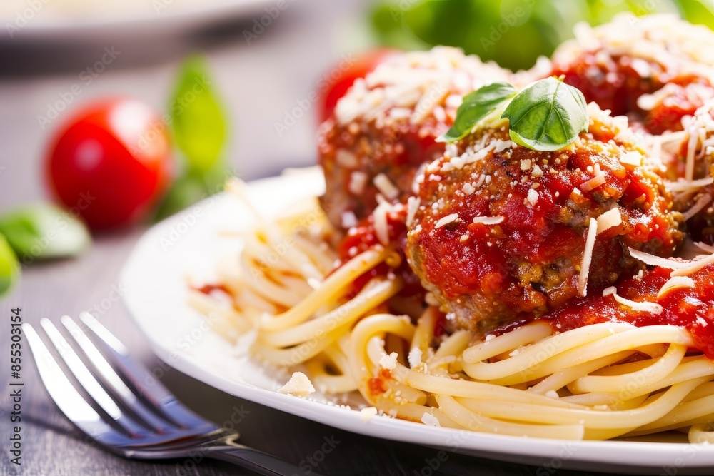 Healthy Whole Wheat Spaghetti with Turkey Meatballs and Fresh Basil - Perfect for Dinner or Meal Prep Healthy Whole Wheat Spaghetti with Turkey Meatballs and Fresh Basil - Perfect for Dinner or Meal Prep