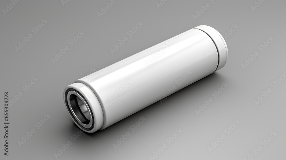 3D rendering of a white metal cylinder with a hole in the middle. The cylinder is lying on a gray surface. The cylinder is smooth and shiny. 3D rendering of a white metal cylinder with a hole in the middle. The cylinder is lying on a gray surface. The cylinder is smooth and shiny.