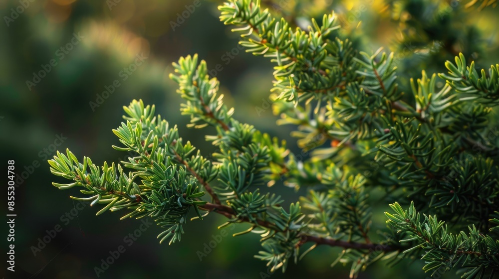Detailed view of a branch of a green juniper tree Detailed view of a branch of a green juniper tree