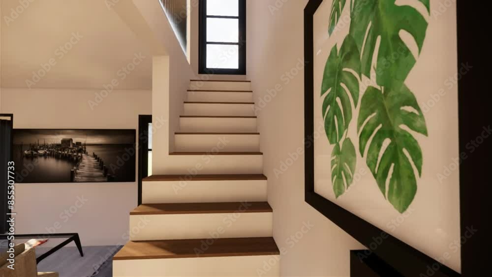minimalist second floor house with luxurious stairs
