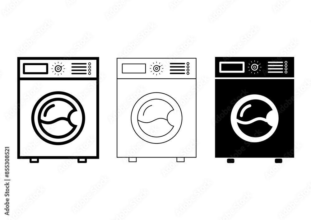 Washing machine icons on a white background. Vector image.fill and stoke Washing machine icons on a white background. Vector image.fill and stoke