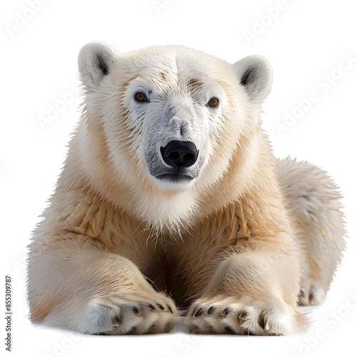 Adorable Fluffy Polar Bear in Arctic Wilderness on White Background © Photorich