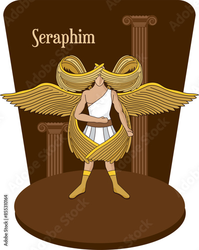 Illustration vector isolated of Christian Mythology, Angels hierarchy, Seraphim, superior hierarchy.