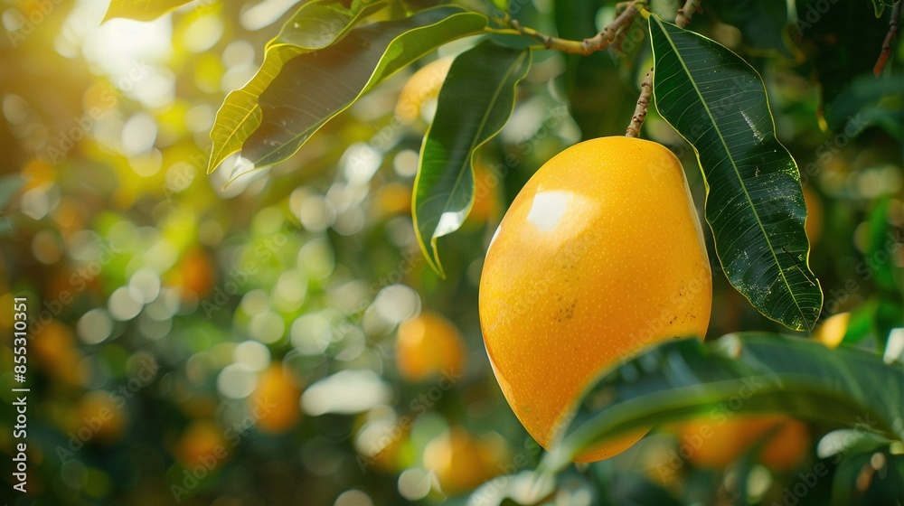Orange tree close-up, sun illuminating orange fruit on leafy branches Orange tree close-up, sun illuminating orange fruit on leafy branches