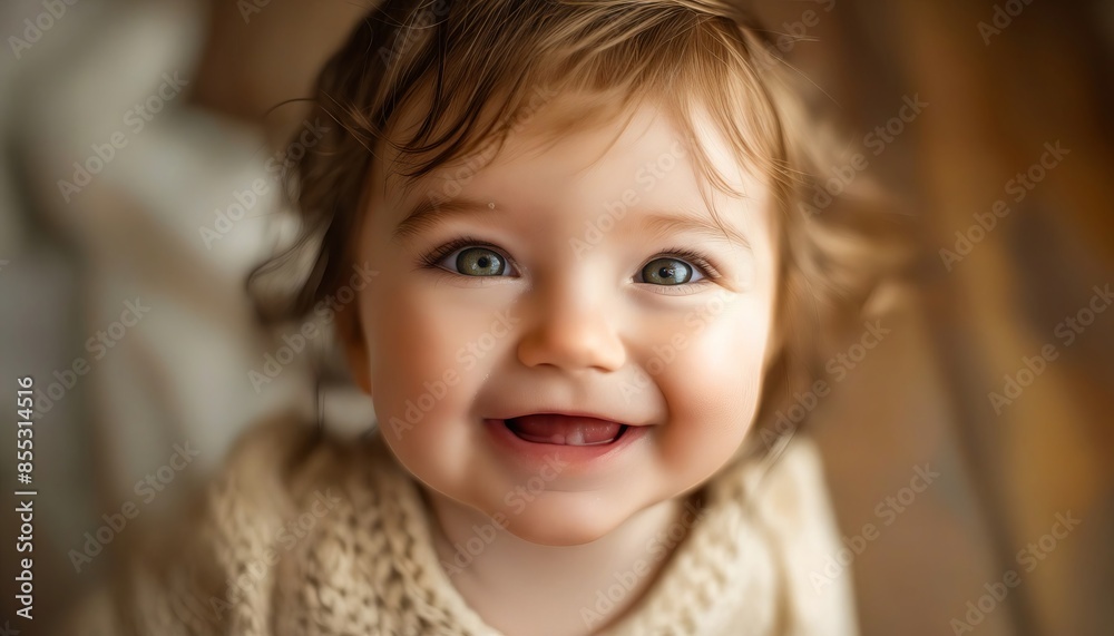 A baby smiling with her eyes open. A baby smiling with her eyes open.