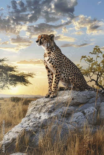 cheetah in the savannah Generative AI