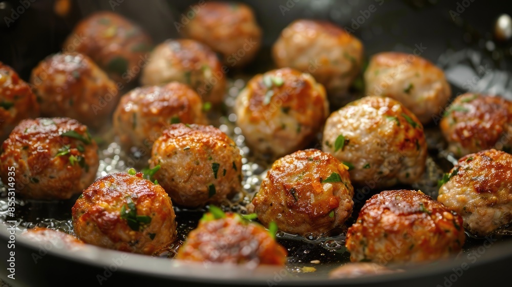 Meatballs Cooked in a Frying Pan Meatballs Cooked in a Frying Pan