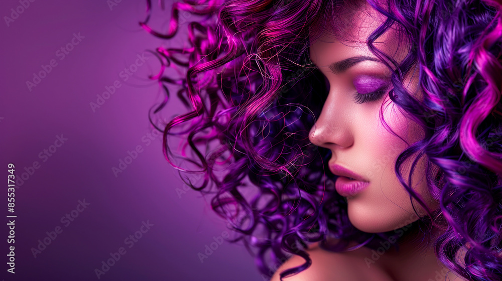Girl with purple hair and bright makeup. Girl with purple hair and bright makeup.