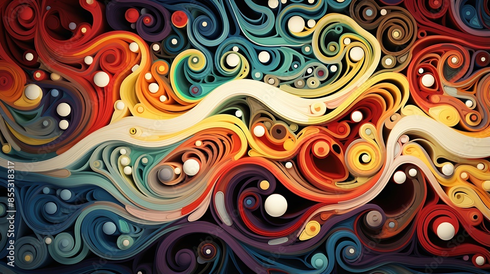 This image is an abstract painting with a variety of bright colors and shapes. This image is an abstract painting with a variety of bright colors and shapes.