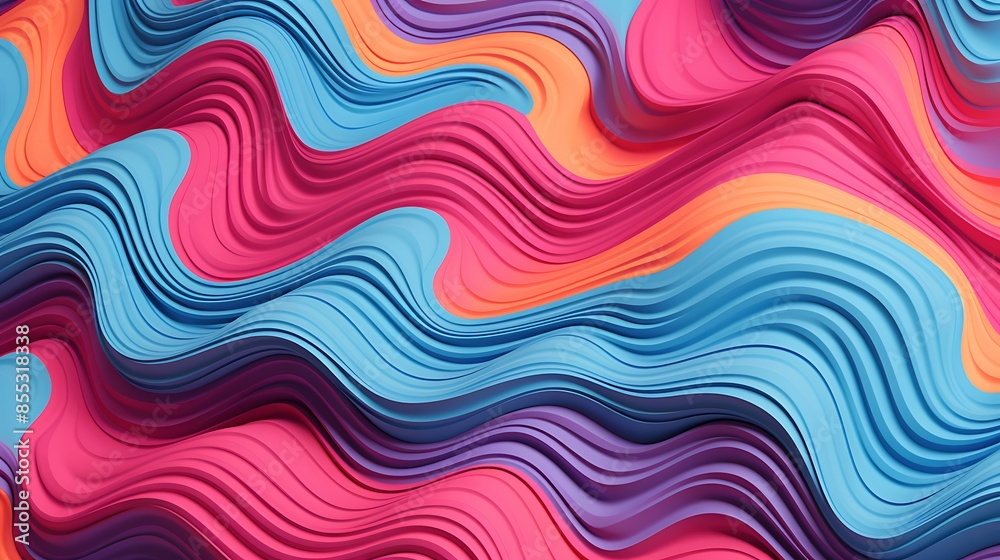 Fototapeta premium 3D rendering. Vibrant abstract background with smooth waves.