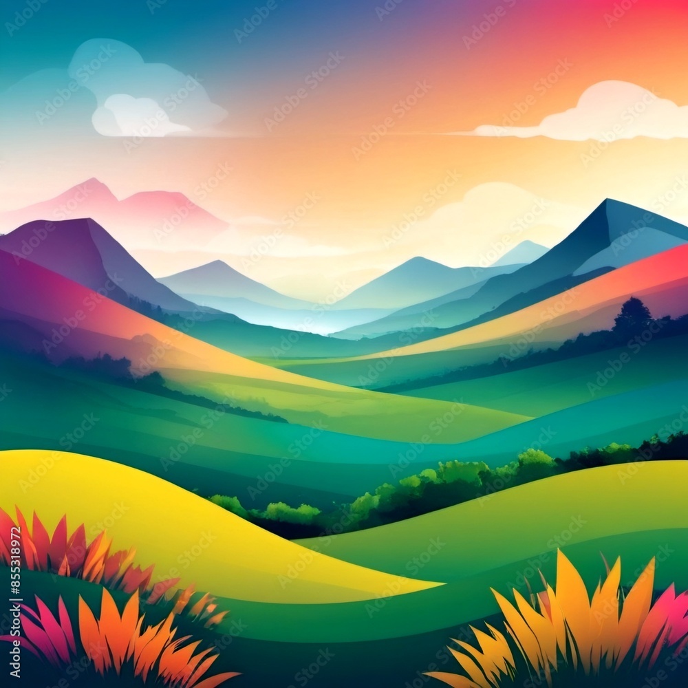 landscape with mountains in abstract landscape with mountains in abstract