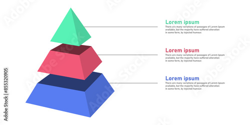 Infographic Design Template. Pyramid Infographic concept with 3 levels. For your business presentation, banner, flow diagram, and process diagram.