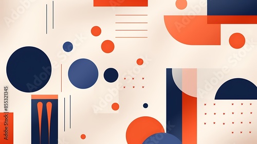 Abstract geometric background with simple shapes. Retro colors and minimalist design. Vector illustration. photo