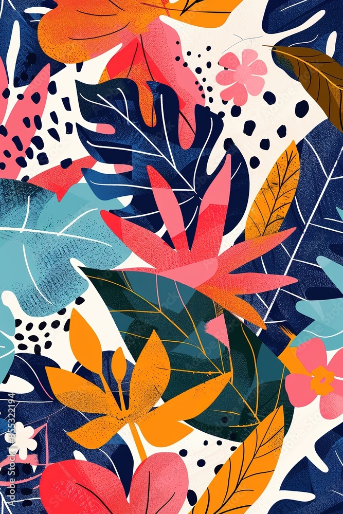 Modern tropical floral background Modern tropical floral background
