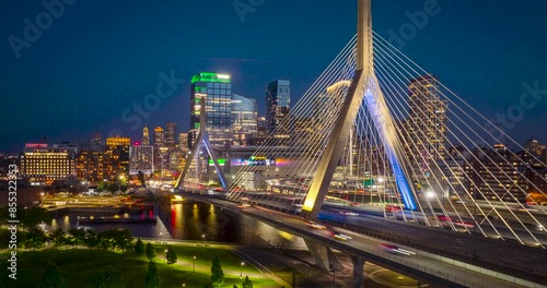 Hyperlapse of Boston Zakim Bridge at Night