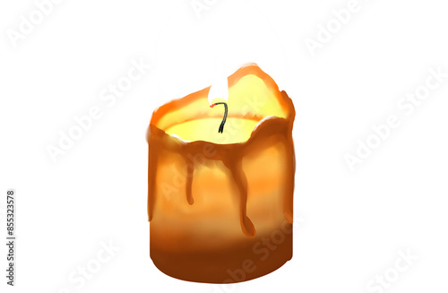 Digital painting of a lit candle with a transparent background