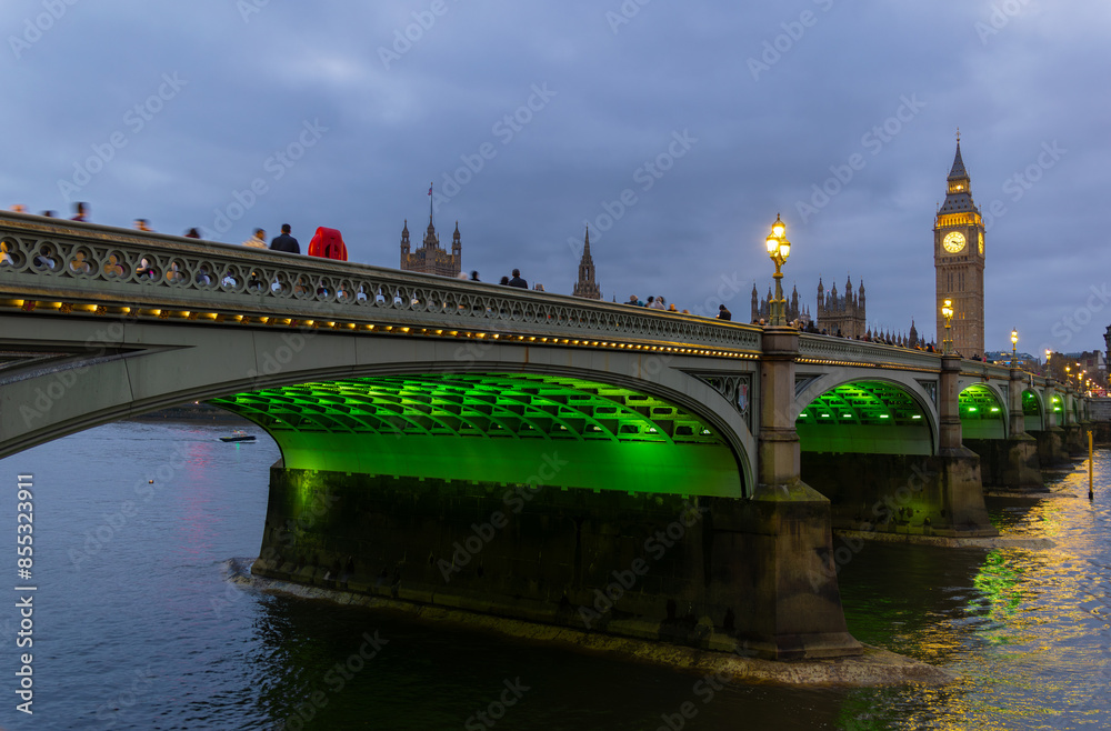 Big Ben, Houses of Parliament and Westminster Bridge, London, England at Dusk Big Ben, Houses of Parliament and Westminster Bridge, London, England at Dusk