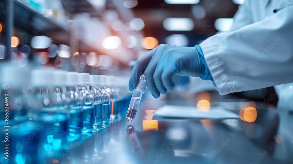 Doctor Reviewing Test Results: A doctor examining laboratory test results on paper, with various medical tools and equipment visible in the background. Doctor Reviewing Test Results: A doctor examining laboratory test results on paper, with various medical tools and equipment visible in the background.